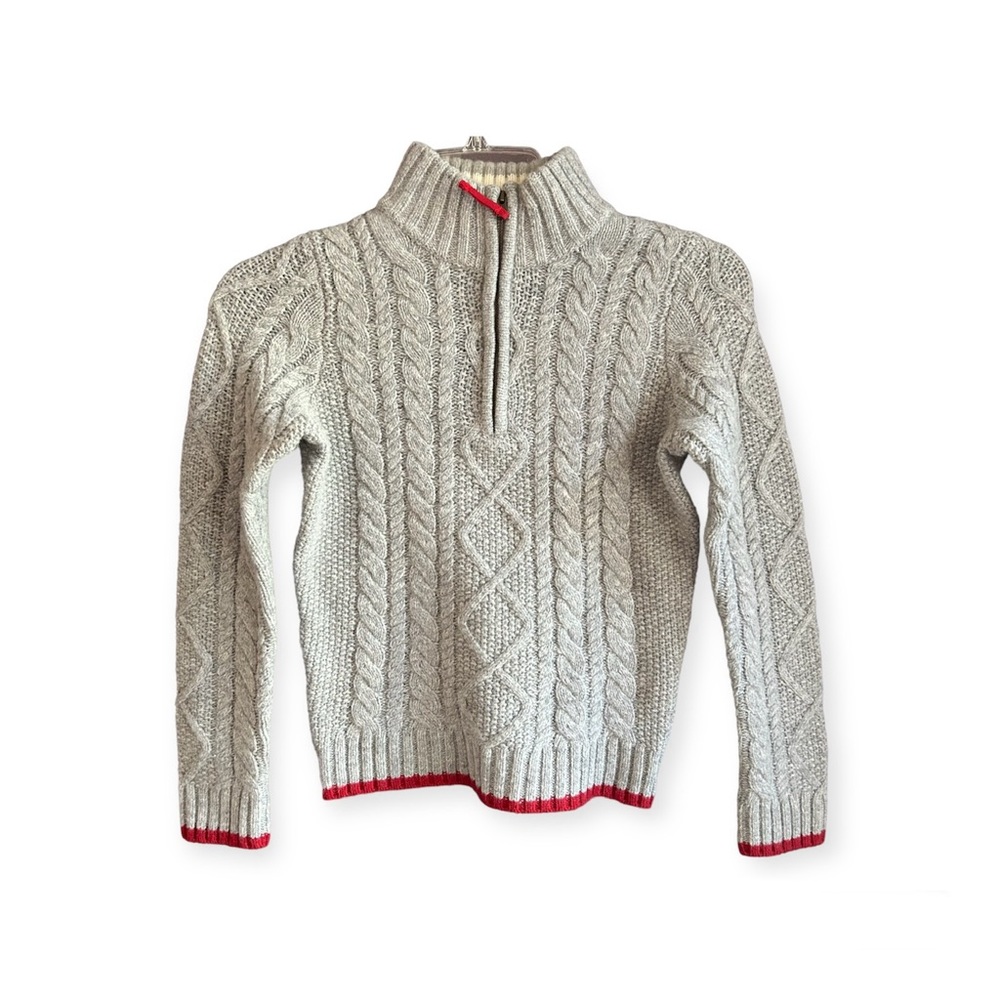 Mini Boden Size 7-8 Grey With Red Trim Quarter Zip Sweater - NWT, New With Tag